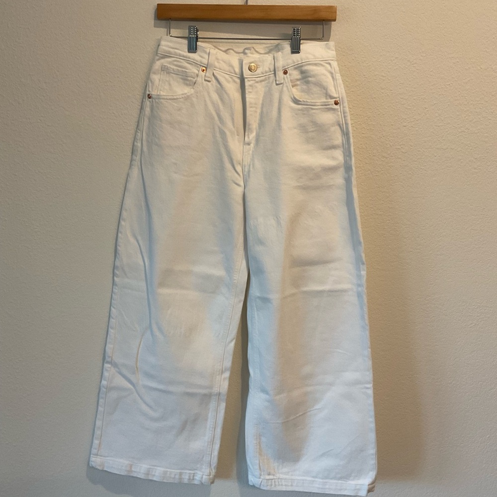 GAP White Cropped Wide-Leg Jeans